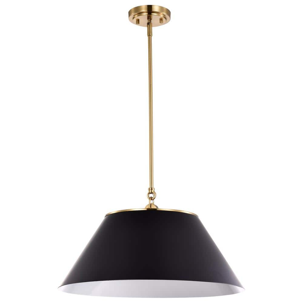 60/7414-Nuvo Lighting-Dover - 3 Light Large Pendant In Mid-Century Modern Style-13.75 Inches Tall and 20 Inches Wide-Black/Vintage Brass Finish