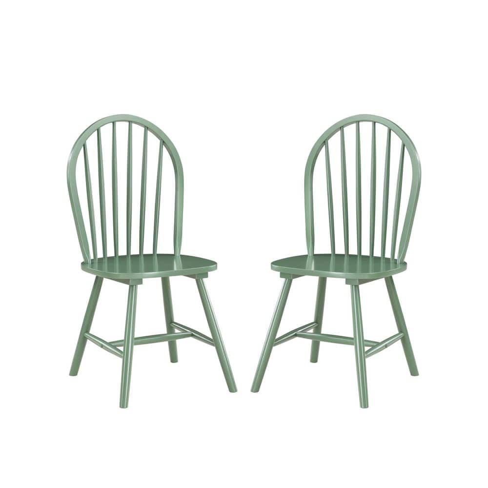 Boraam Carolina Rubberwood Equestrian Green Dining Room Chairs – Set of 2