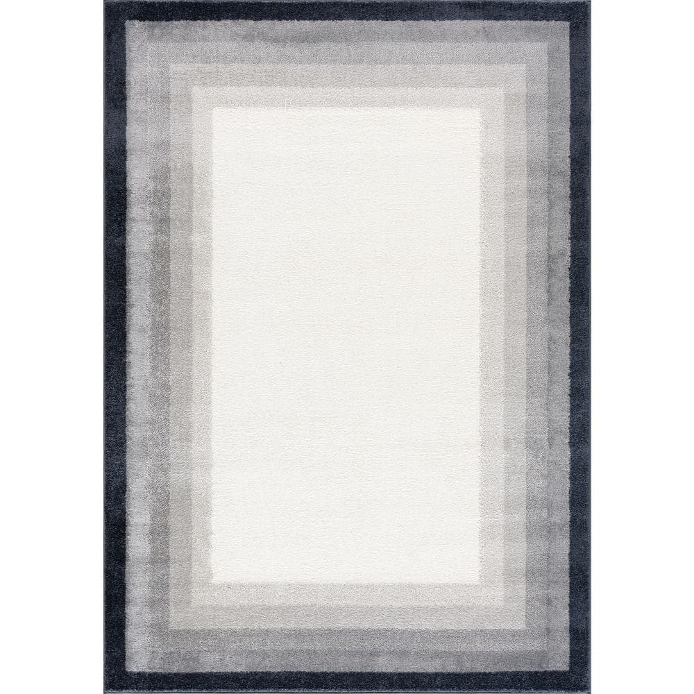 Abani Rugs Nuevo NUE180A Ivory Area Rug with Tonal Grey Border 7'9" x 10'2" - Cream