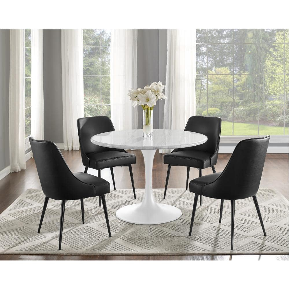 Steve Silver Colfax White Marquina Marble Dining Table