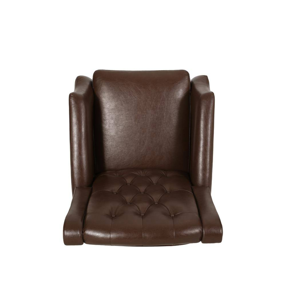 Noble House Steinaker Standard Faux Leather Tufted Pushback Recliner, Dark Brown