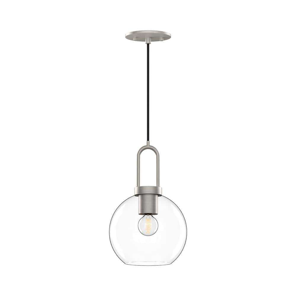 Mini Brushed Nickel Globe Pendant with Clear Glass