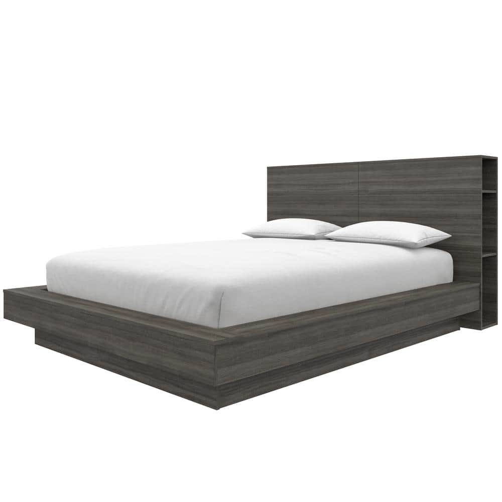 Nexera Marconi Platform Bed Set In Grey Oak