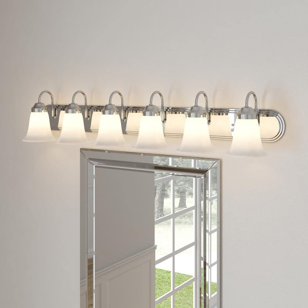 Chrome 6-Light Frosted Glass Wall Lamp