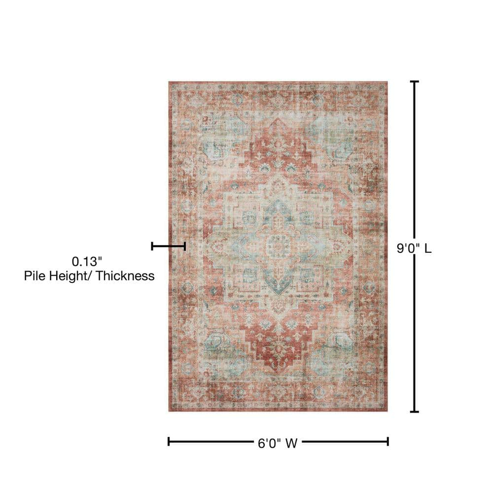 Loloi II Heidi Collection HEI-01 Terracotta / Aqua, Oriental Area Rug 6'-0" x 9'-0"