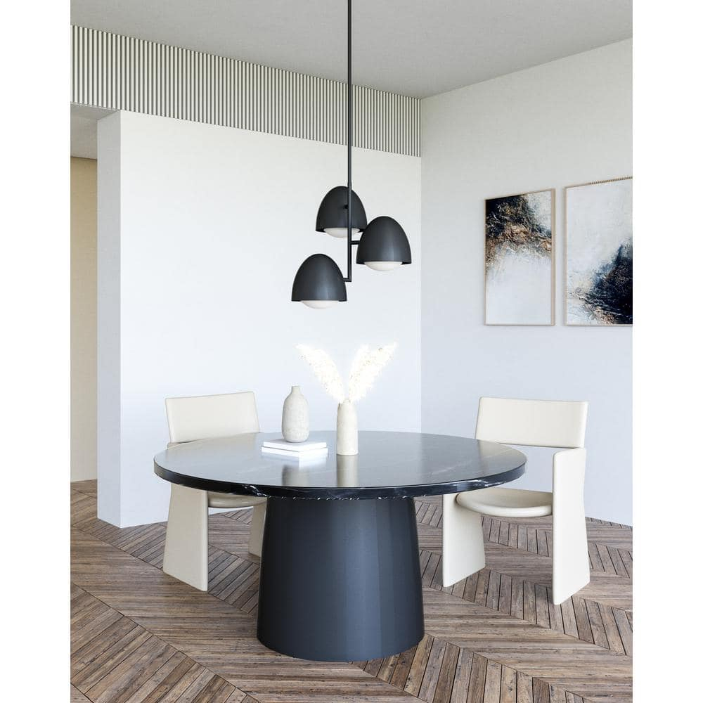 Kenji Matte Black and Opal Glass Chandelier