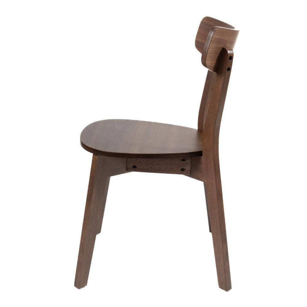 Benjara Aby Dining Side Chair, Wooden Round Seat, Open Panel Back, Walnut Brown