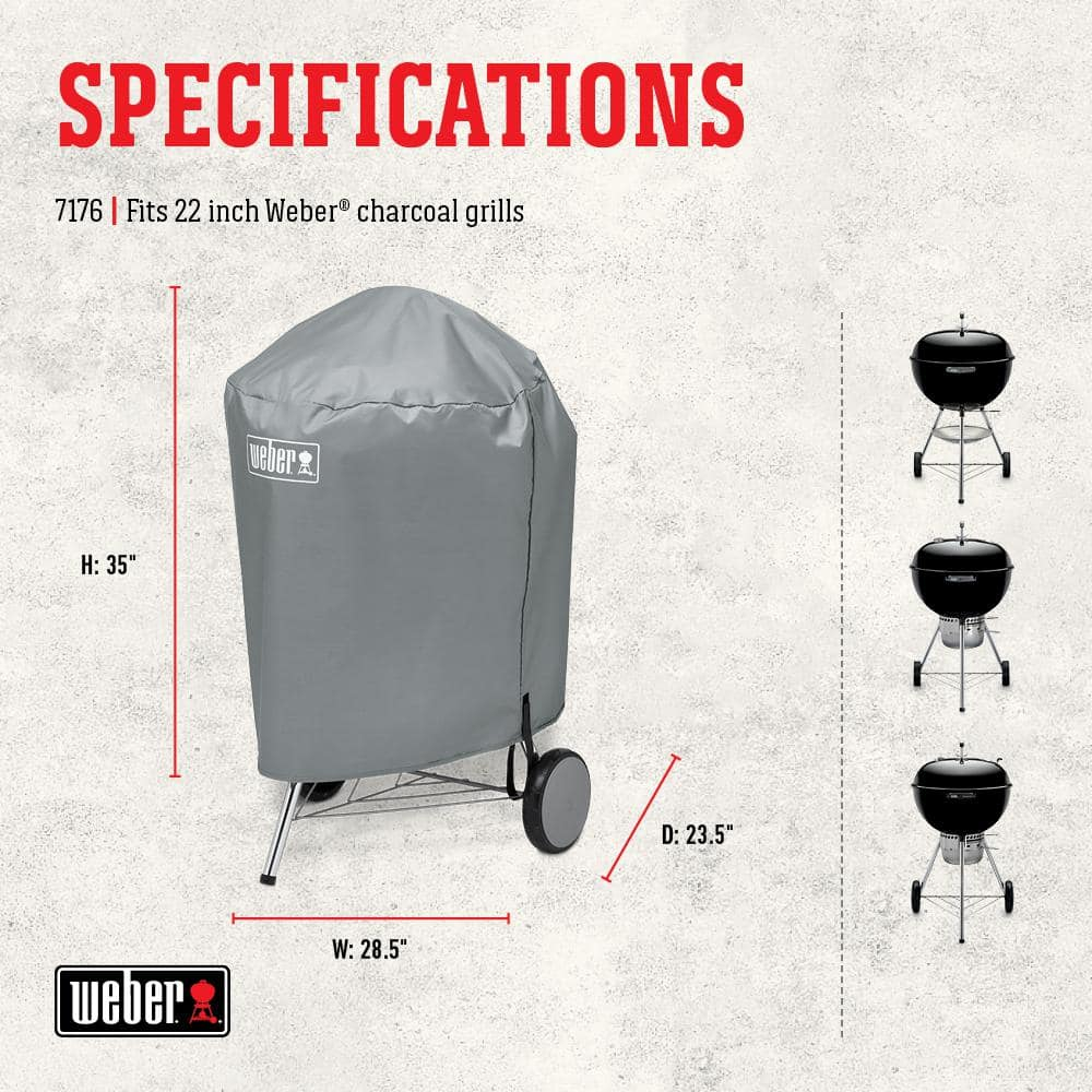 Weber 7176 Charcoal Kettle Grill Cover For Weber 22-Inch Grills