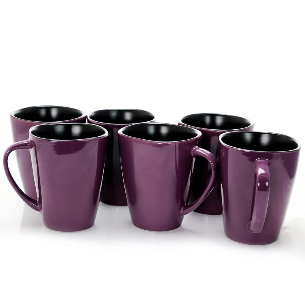 Elama's Lavender Fields 6 Piece Luxe and Large Dinner Mugs