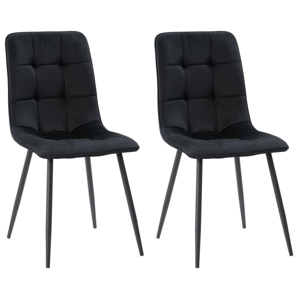 CorLiving Nash Modern Black Velvet Upholstered Dining Chair Set of 2 - Dining Room Chairs, Kitchen Chairs, Side Chairs for Dining Table - Stylish Chair Set for Kitchen & Dining Room