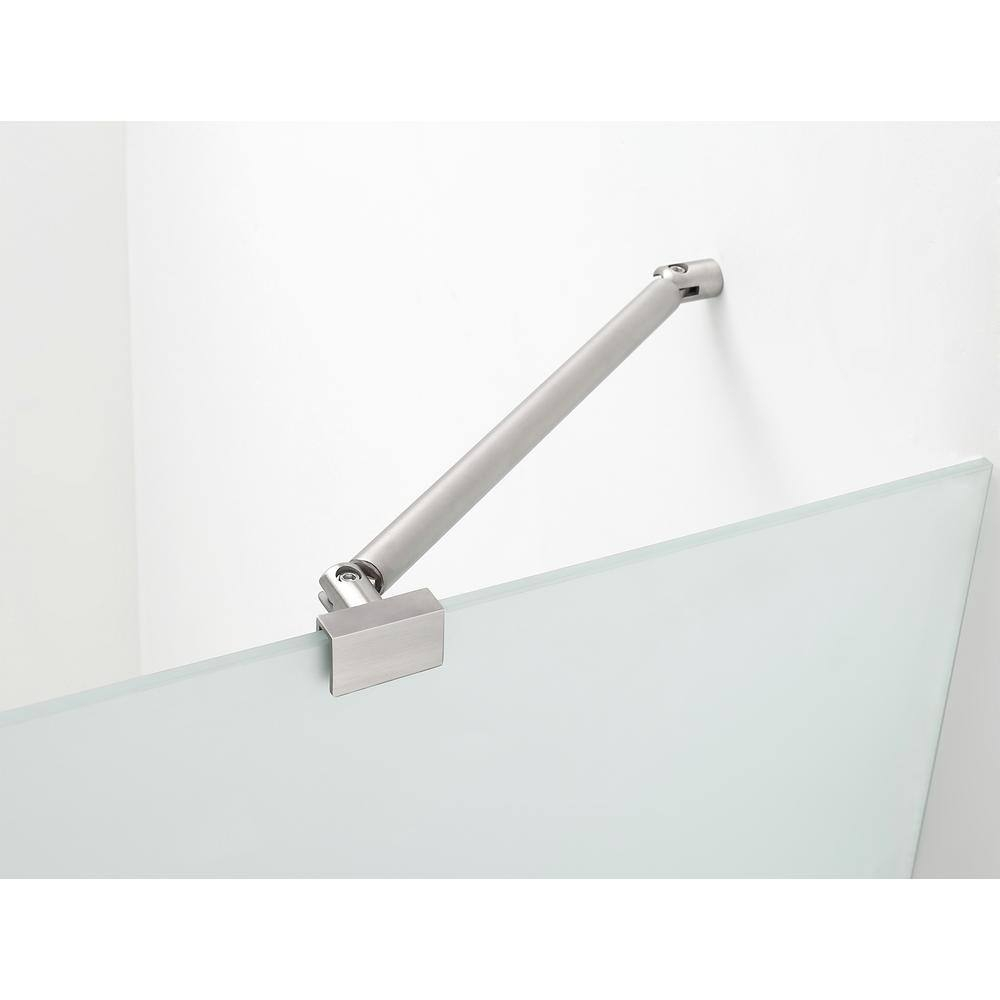 MerrickGS 40 to 40.5 x 72 Frameless Neo-Angle Hinged Shower Enclosure with Frosted Glass and Shelves in Stainless Steel
