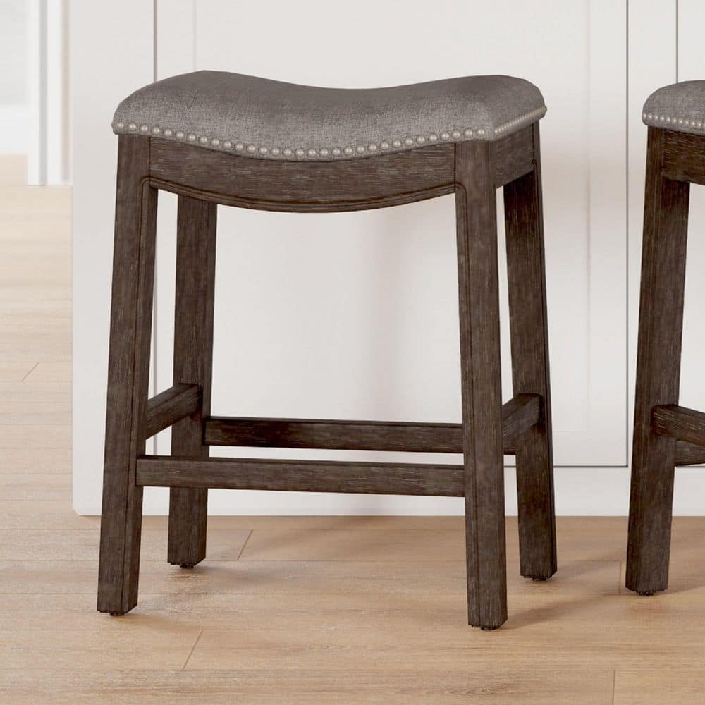 New Ridge Home Goods 26" Saddle Wood Counter Height Stool Distressed Espresso