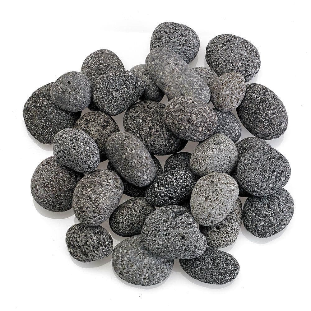 Small Gray and Black Tumbled Lava Stones for Fire Pit, 20 lbs