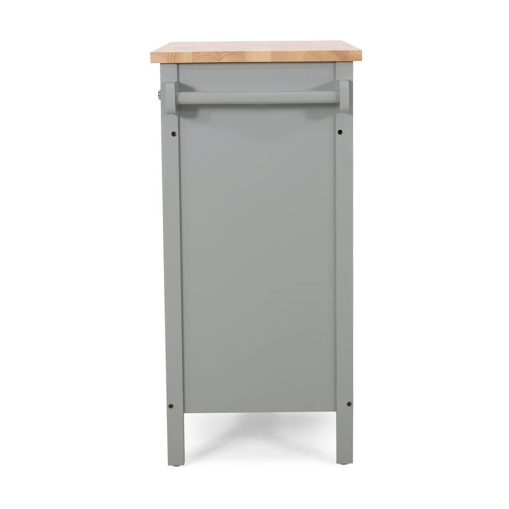 Noble House Rodrick Rubberwood Kitchen Cart, Gray, Natural