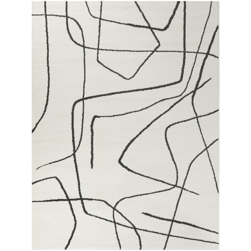 Descartes Abstract Modern Area Rug Charcoal 8'9" x 12' 9' x 12' Ivory