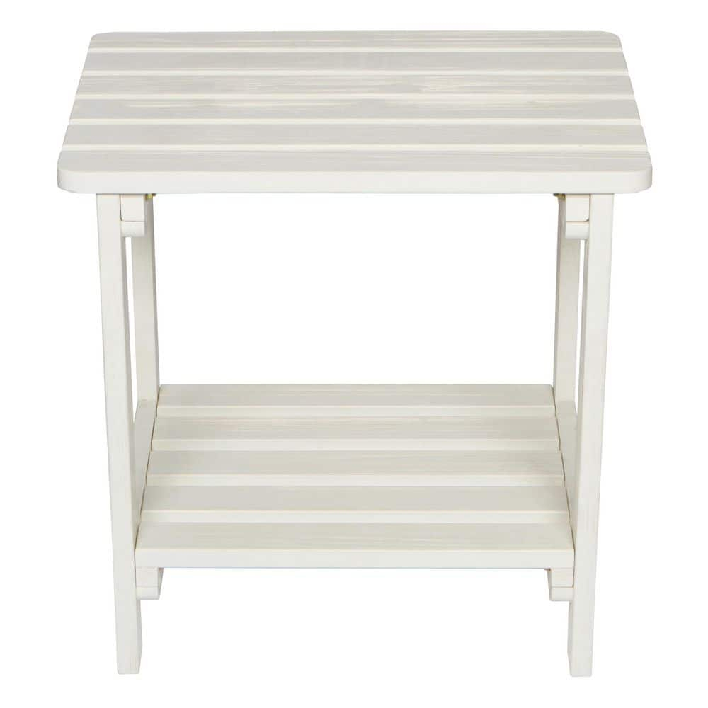 Shine Company Rectangular Traditional Wooden Indoor/Outdoor Side Table in White