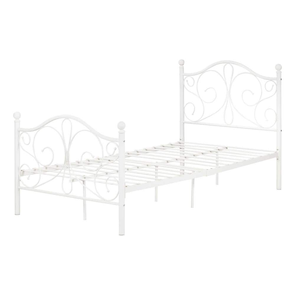 South Shore Summer Breeze Complete Twin Metal Platform Bed (39"), White