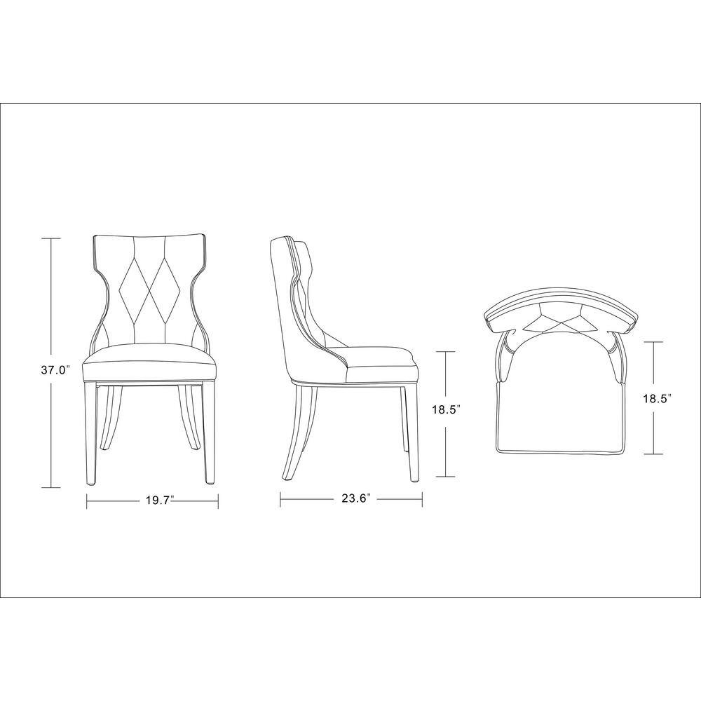 Manhattan Comfort Reine 18.5" Velvet Dining Chair in Cobalt Blue (Set of 2)
