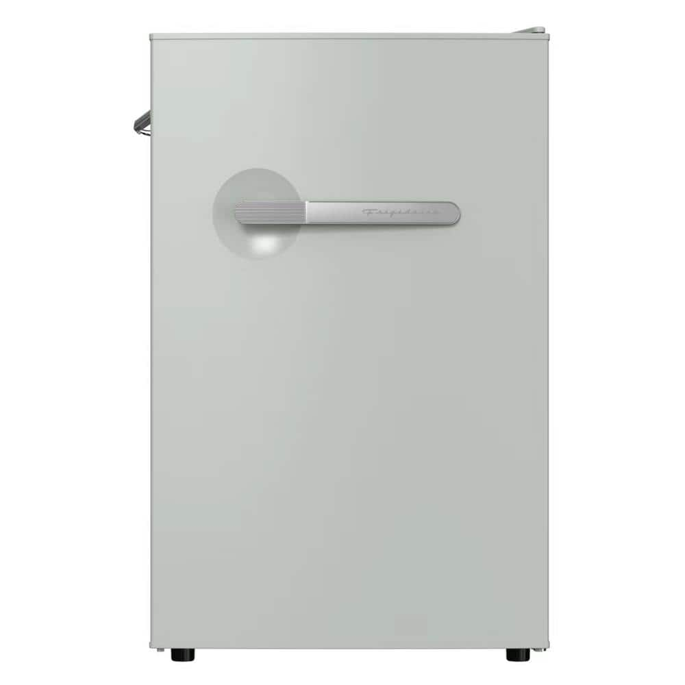 Frigidaire 4.5 cu. ft. retro compact fridge built-in side bottle opener W: 21.65" x L: 22.24" X H: 32.91" (Sage)