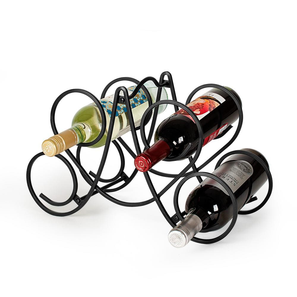 Bordeaux 9.75 in. x 16.5 in. x 7.5 in. Steel Knock Down 5-Bottle Wine Rack in Black