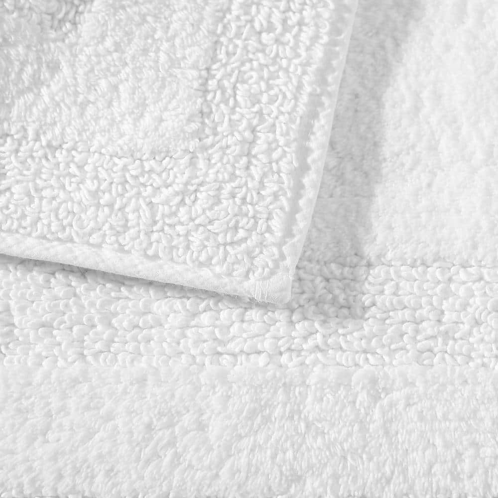 Micellar White Solid Reversible Cotton Rectangle 2--Piece Bath Rug Set