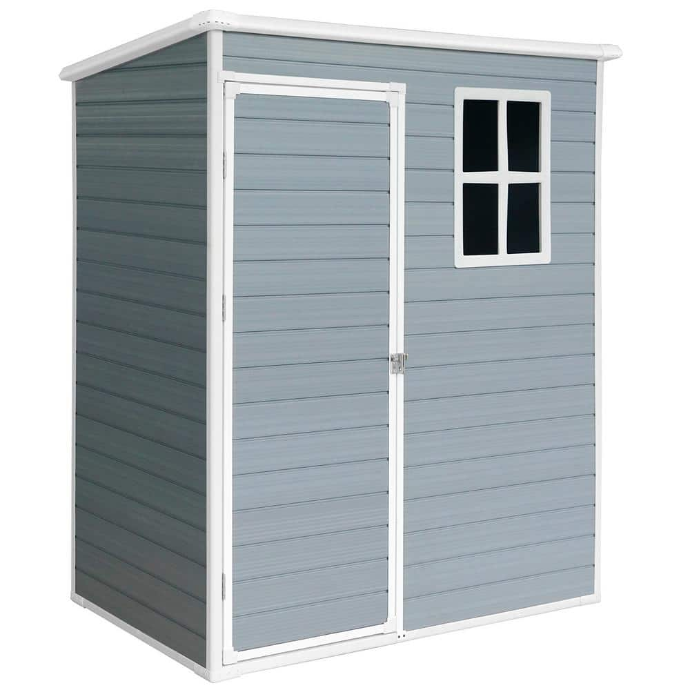 Mondawe 5' × 3' Metal Outdoor Storage Shed with Door & Lock, Waterproof Garden Storage Tool Shed with Base Frame for Backyard Patio,Grey