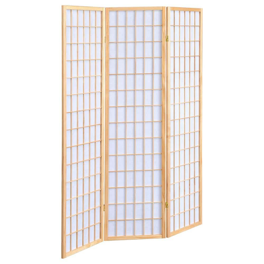 Gold and White 3-Panel Shoji Folding Room Divider