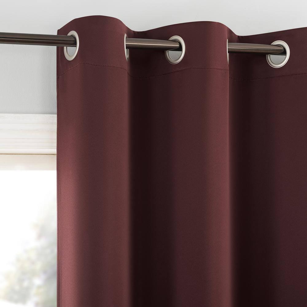 Sun Zero Nolan Energy Saving Blackout Grommet Curtain Panel, 40"x95", Merlot Red
