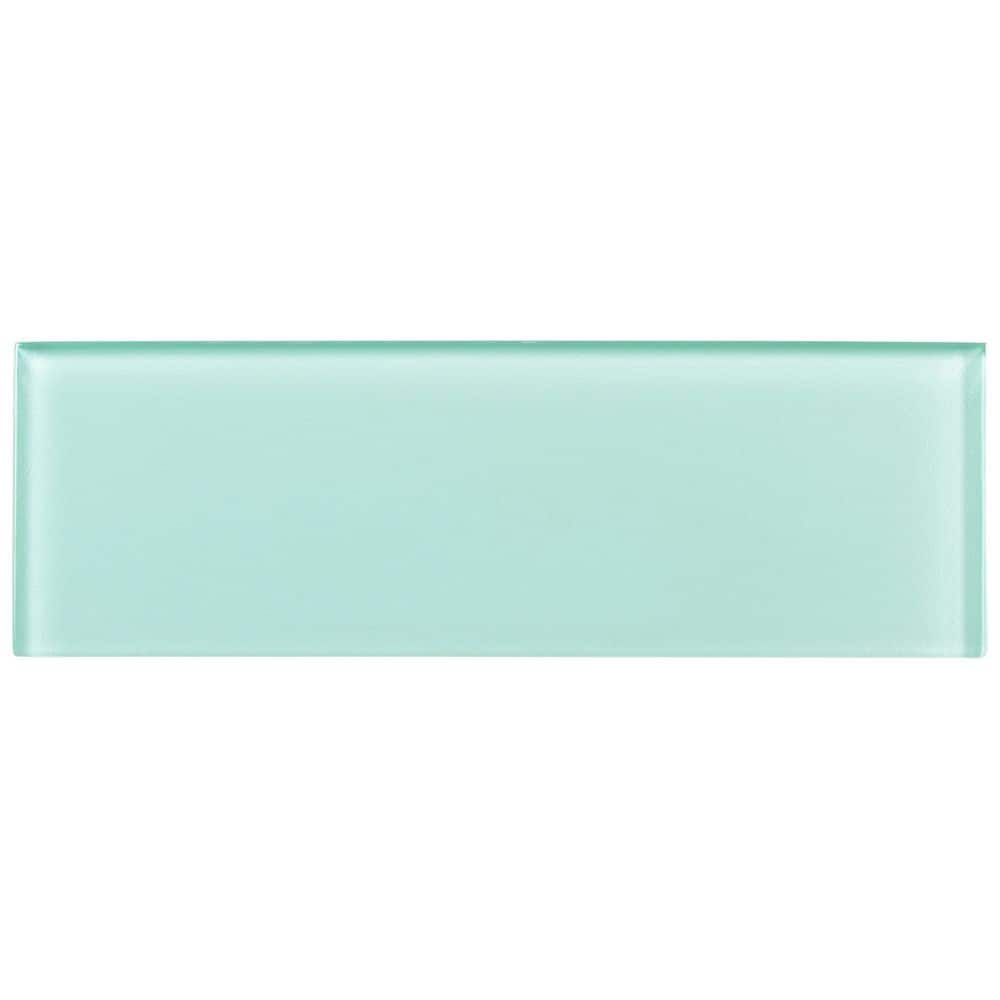 SAMPLE-Enchant- Elle Bewitch Blue 4-in. x 12-in. Subway Polished Glass Wall & Floor Tile