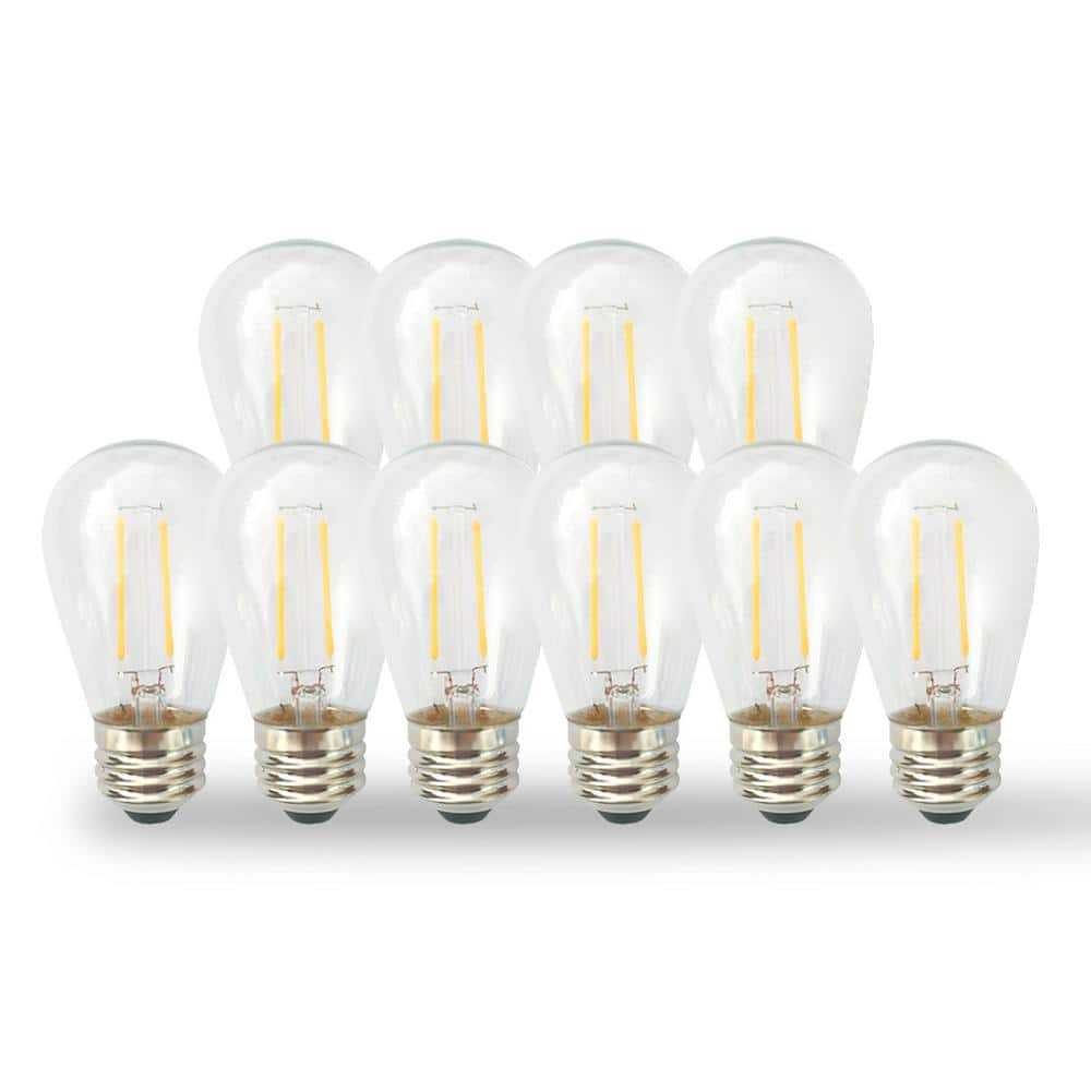NorbSTRING 2W AC LED Replacement Bulbs for Plug-in String Lights - Warm Candlelight Glow, E26 Standard Base, Shatterproof, Energy-Efficient – Outdoor Weatherproof S14 Bulbs (10-Pack)