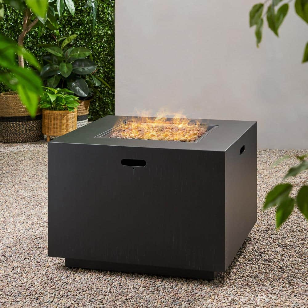 Outdoor Iron 33 Inch Square Fire Pit - 50,000 BTU, Grey