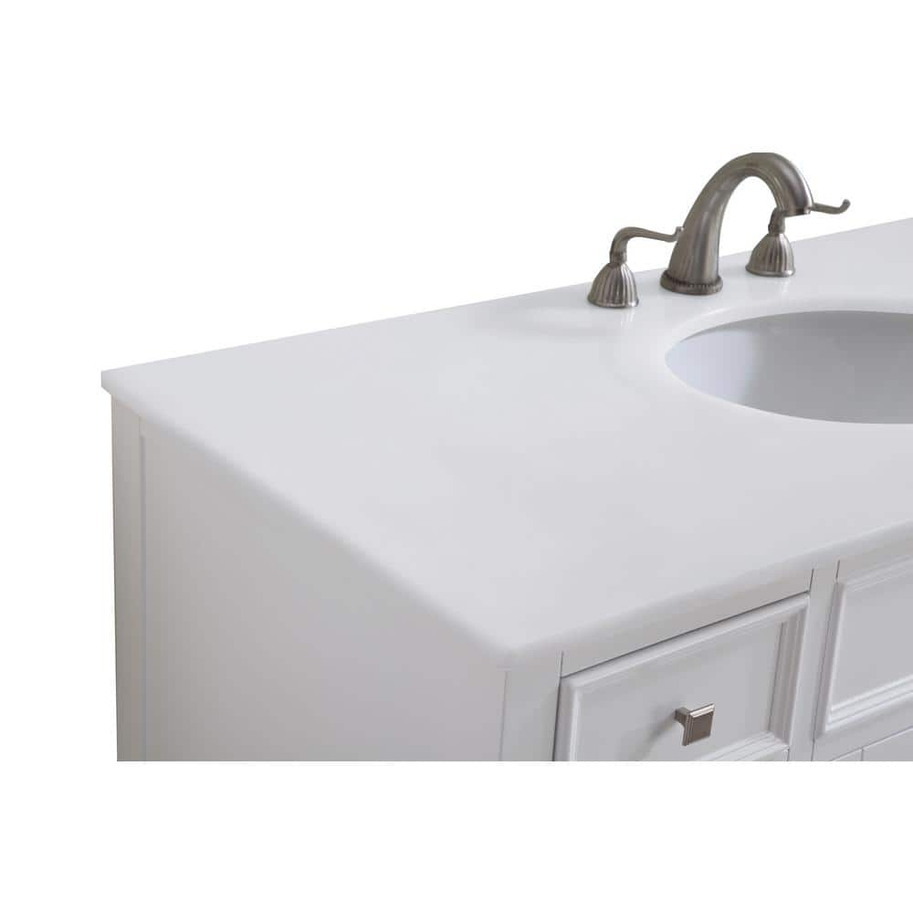 48 in. Single Bathroom Vanity with Ivory White Engineered Marble, White