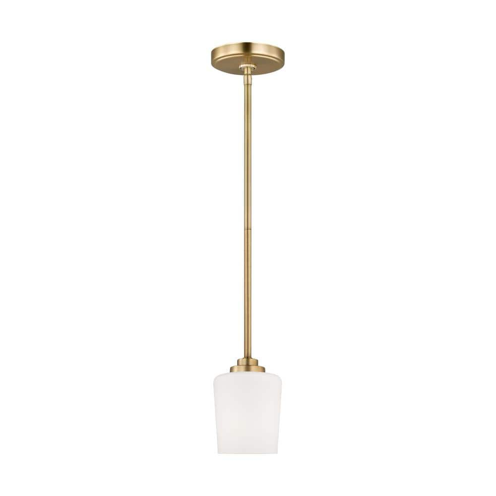 Satin Brass Windom Mini-Pendant with Etched White Glass