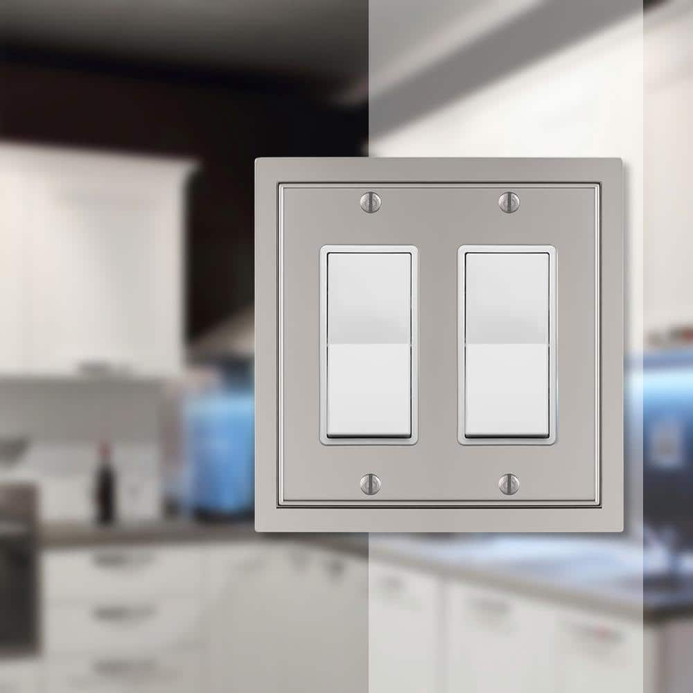 Amerelle 900RRN Shaker Wallplate, 2 Rocker, Cast Metal, Satin Nickel, 1-Pack