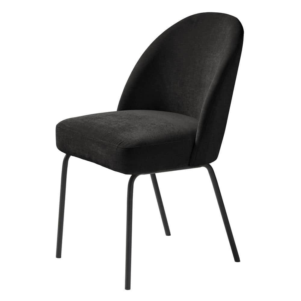 Unique Furniture Chenille Fabric Dining Chair in Charcoal/Black (Set of 2)