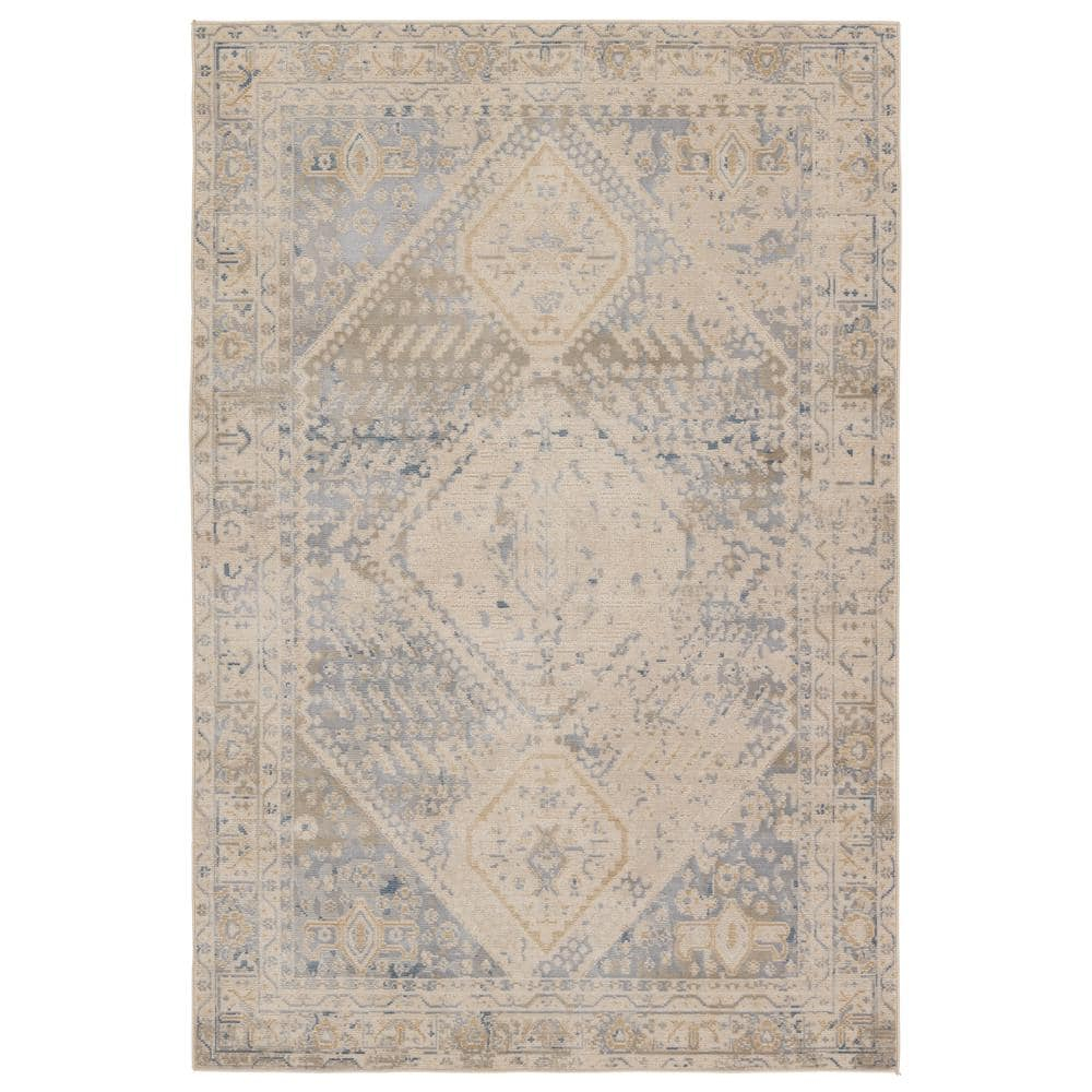 Vibe Rush Light Gray/Blue 4 ft. x 6 ft. Medallion Polypropylene Indoor/Outdoor Area Rug