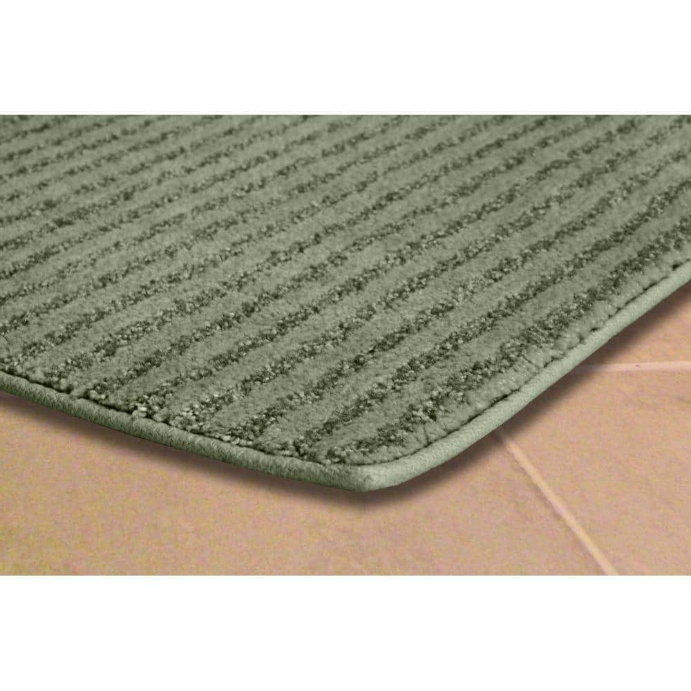 Garland Rug Sheridan Washable Nylon Bath Rug Set, 2 Piece Set (17"x24" Bath Rug, & 21"x34" Bath Rug) Deep Fern