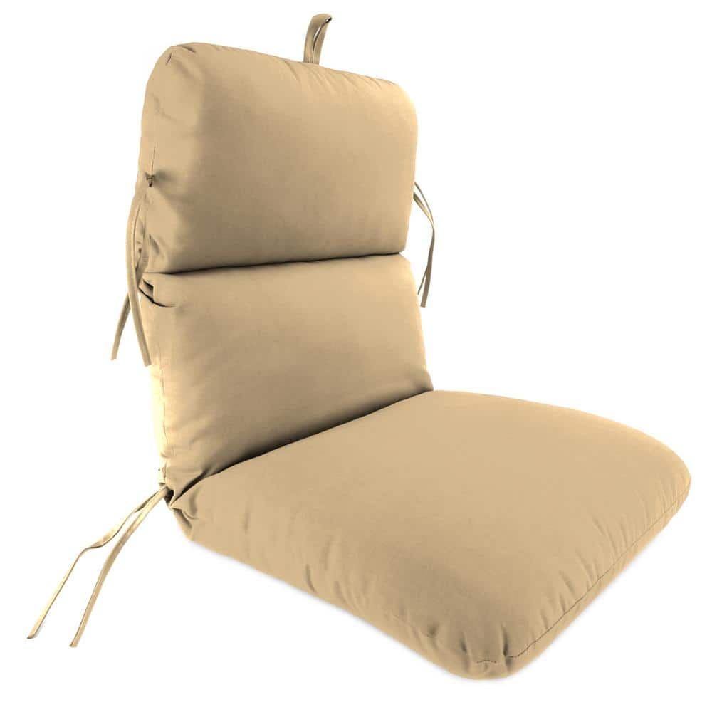 Jordan Manufacturing 45" x 22" Antique Beige Solid Rectangular Outdoor Chair Cushion with Ties and Hanger Loop