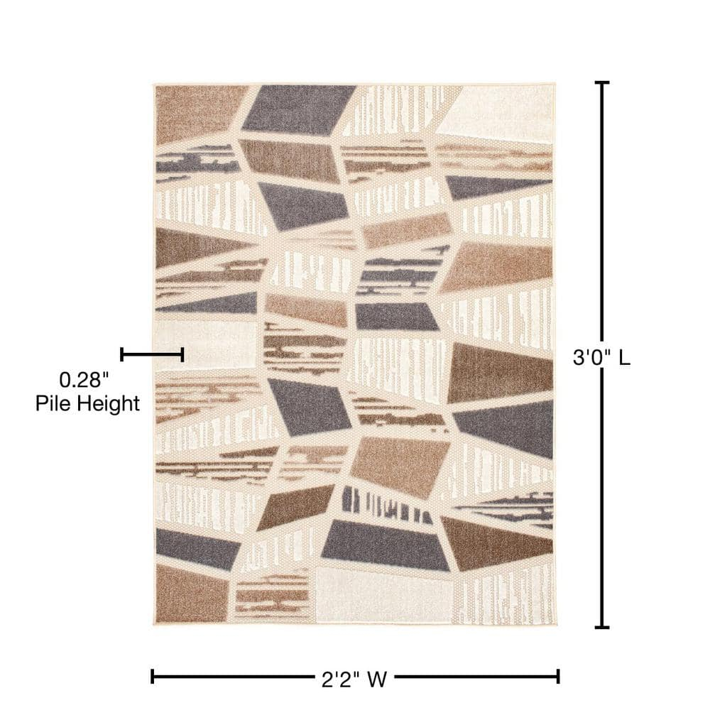 Ashton woods Maynaldo 2'2" x 3' Ivory Geometric Woven Outdoor Polypropylene Area Rug
