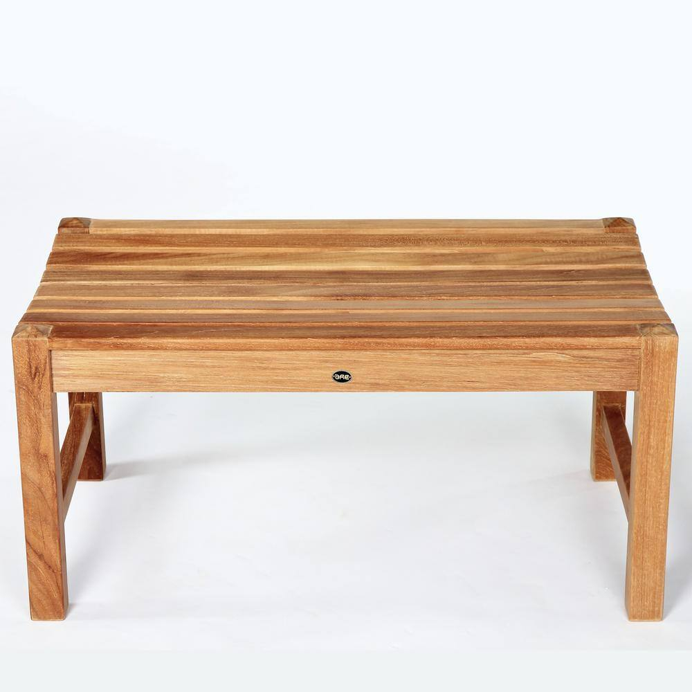 Elite 35.5 in. Natural Teak Wood Outdoor Backless Bench