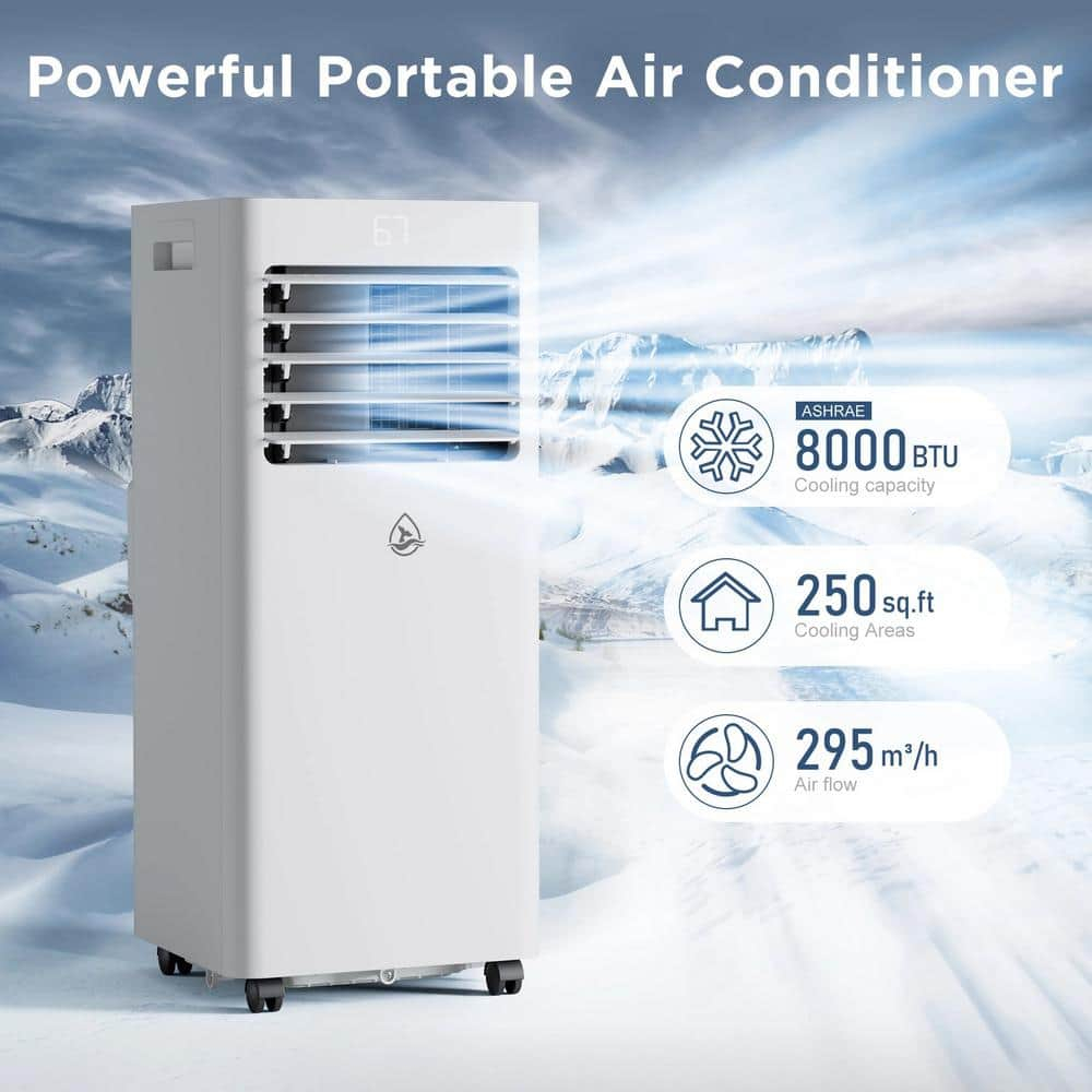 LUBAIR 8,000 BTU Portable Air Conditioner with Remote Control, Coverage Area 250 Sq.ft