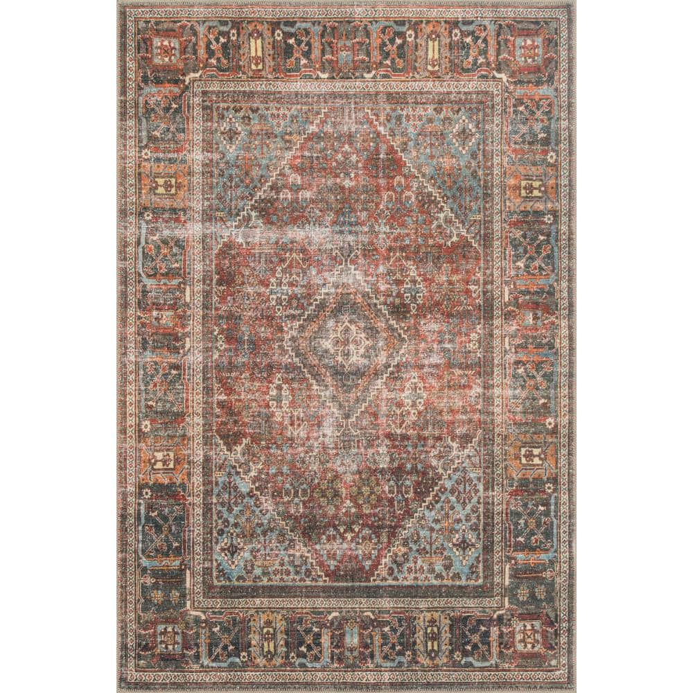 Hand-Knotted Red Wool and Synthetic Bohemian Runner