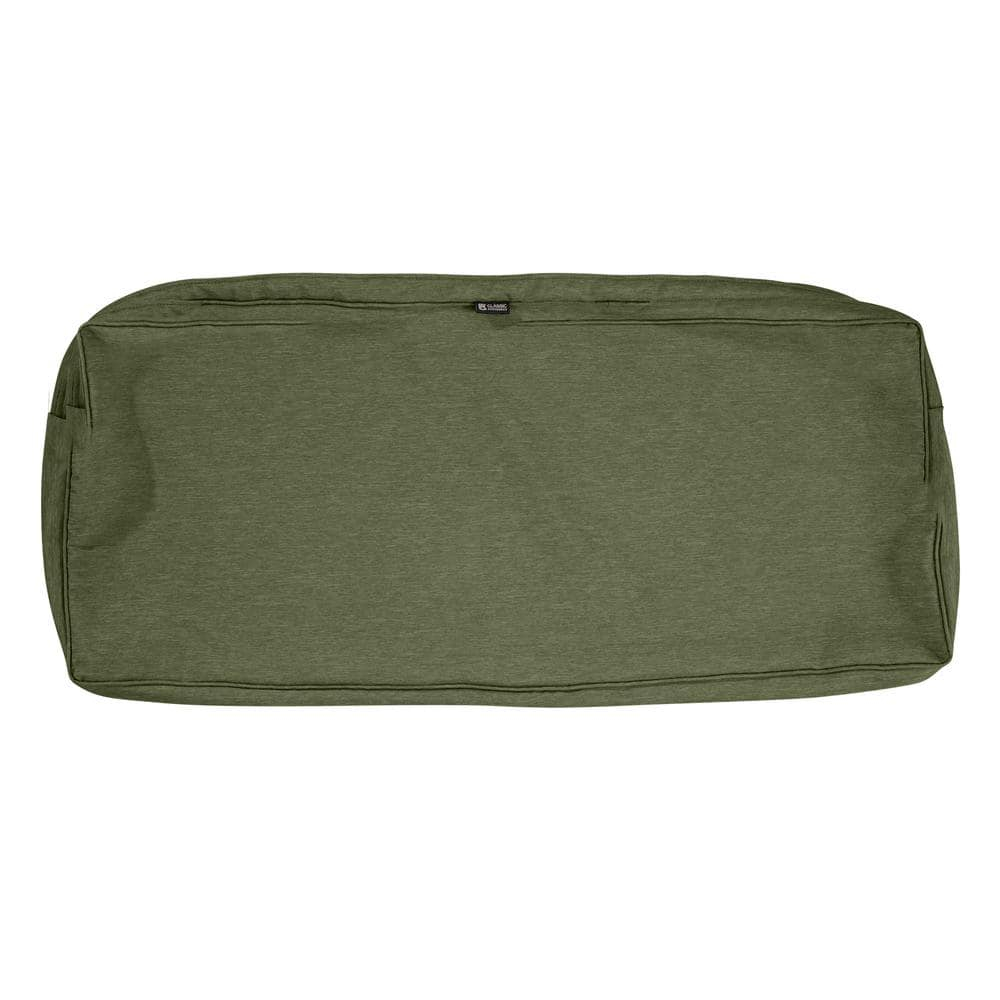 Classic Accessories Montlake FadeSafe Patio Bench/Settee Cushion Slip Cover - 3" Thick - Heavy Duty Outdoor Patio Cushion with Water Resistant Backing, Heather Fern Green, 59"W x 18"D x 3"T