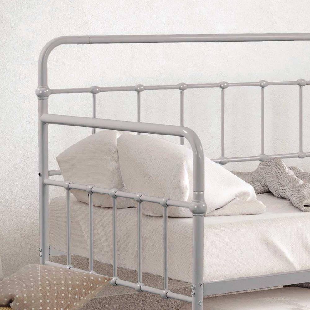 Furniture of America Choste Metal 2-Piece Twin Daybed with Trundle Set up to 200 lbs, Silver