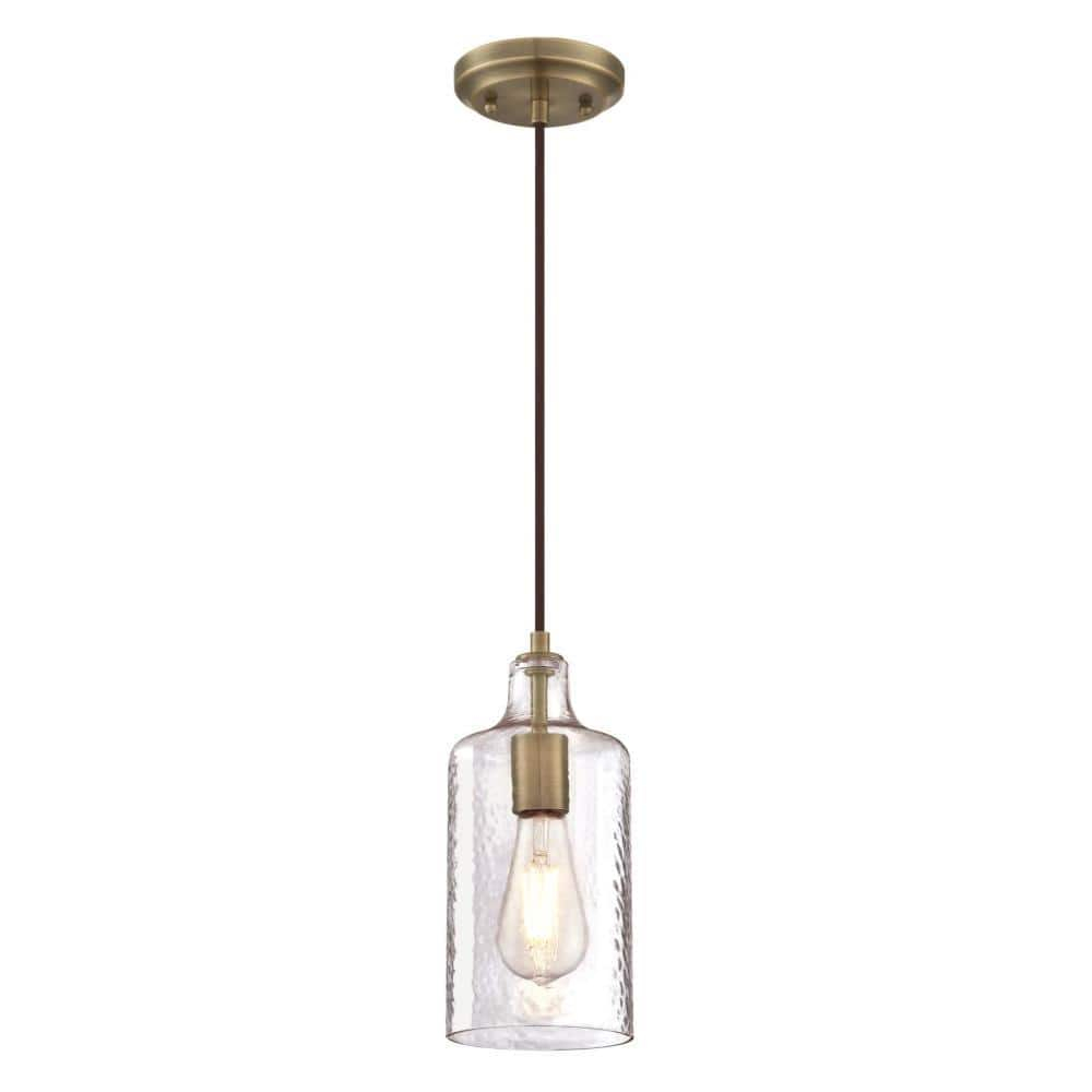 Westinghouse Carmen Mini Pendant Antique Brass Finish Clear Textured Glass