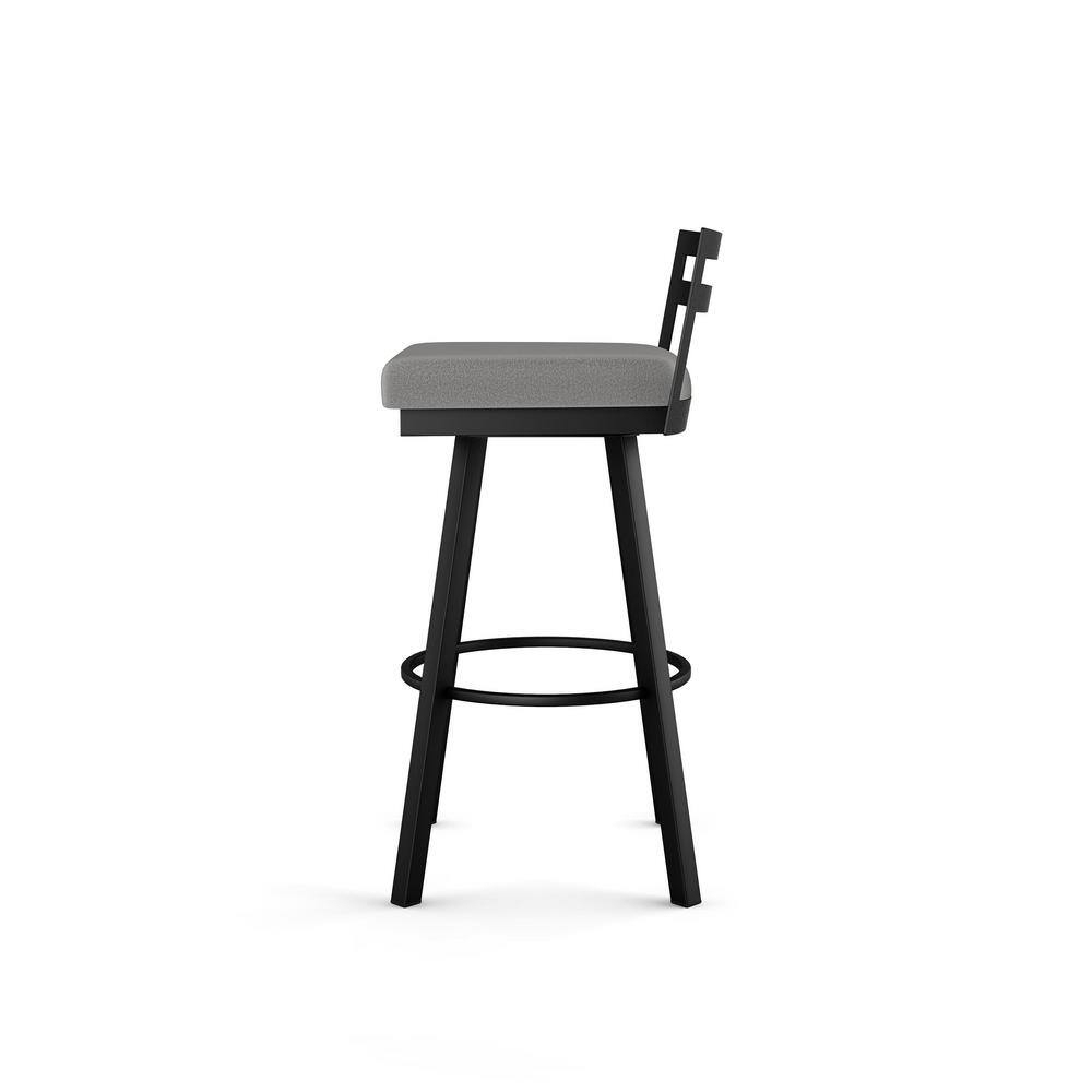 Amisco Derek 30 In. Swivel Bar Stool - Grey Polyester / Black Metal