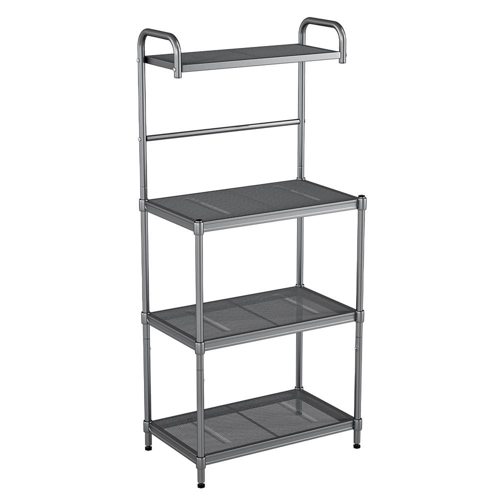 Costway 4-Tier Baker's Rack Microwave Oven Stand Shelves Kitchen Storage Rack Organizer Grey
