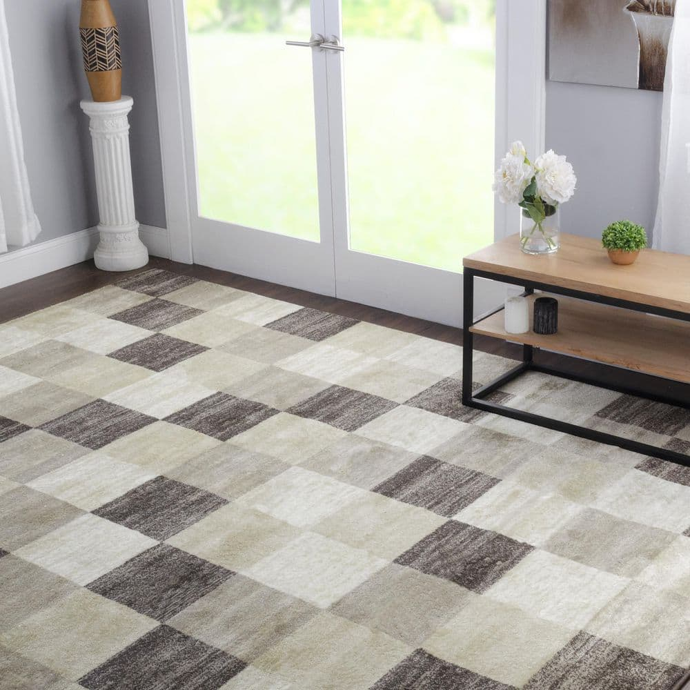Superior Estella Checkered/Block/Geometric Area Rug, 8' x 10'