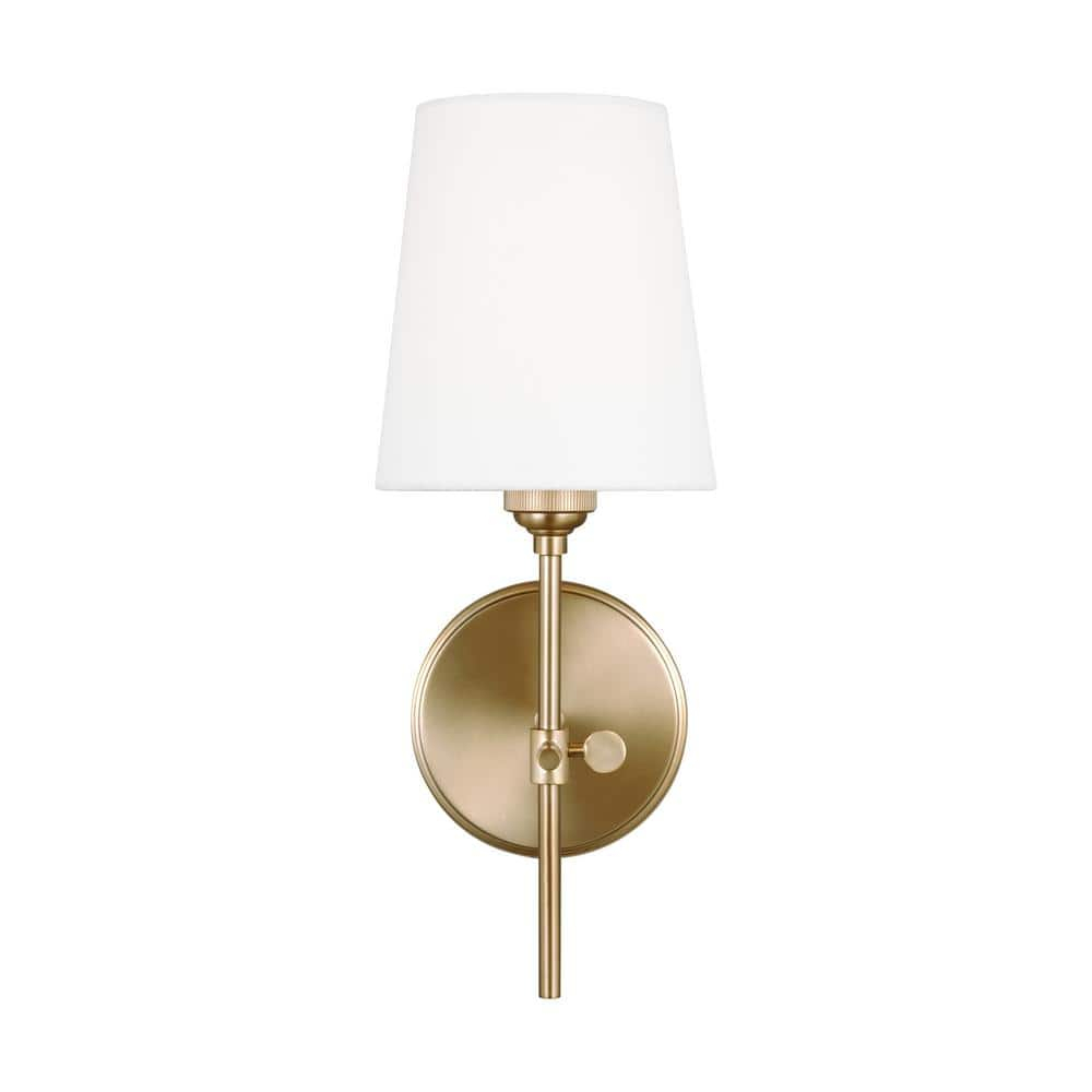 Generation Lighting 1-Light Baker Bath Fixture Wall Lamp Satin Brass 4187201-848 | Bathroom Light Fixture for Home Decor | Wall Sconce Vanity Light Fixture and Bathroom Accessory