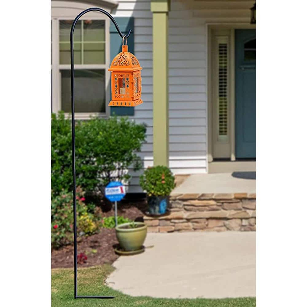 Ashman Online, Black Color, Shepherd Hook 92 inch in Height, 1/2-inch Thick, Solid Metal Single Piece Hook, Super Strong, Rust Resistant, Hanging Plant Baskets, Wind Chimes, Heavy Bird Feeders